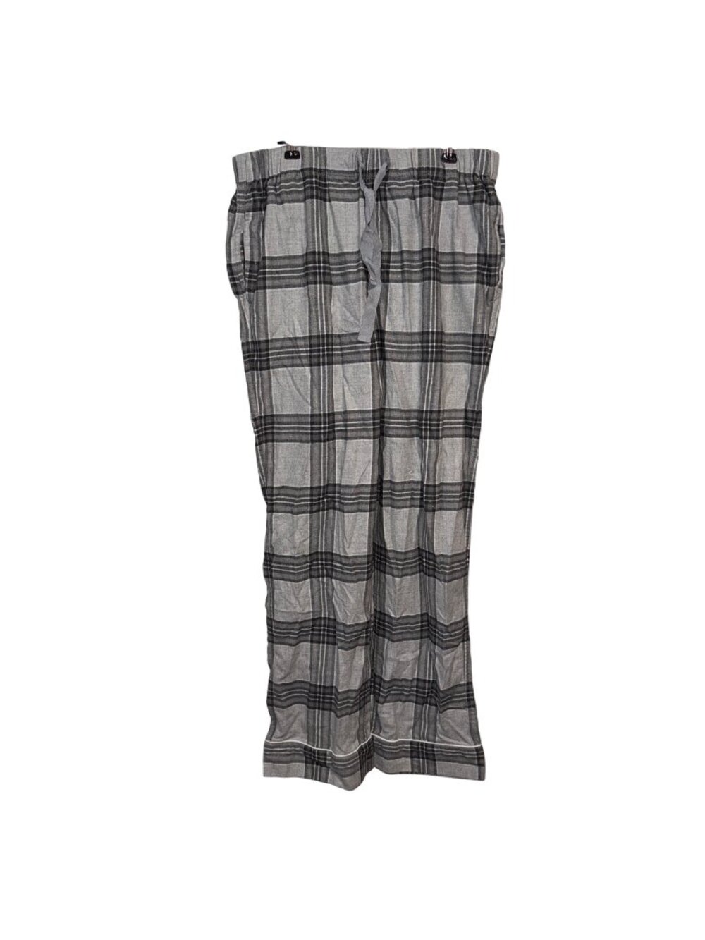 Lands End Mens Plaid Lounge Pants M Grey & Black
